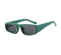 JUJNTNT Lunettes de soleil rétro rectangulaires à monture étroite pour femmes, motif léopard camouflage, protection UV400 (vert)