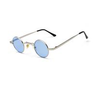 JUJNTNT Lunettes de soleil rétro rock punk classiques, petites, rondes, transparentes, UV400 (6)