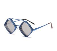 JUJNTNT Lunettes de soleil rétro steampunk pour femmes et hommes, monture creuse en métal, effet miroir dégradé, UV400, style punk (4)