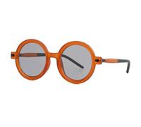 JUJNTNT Lunettes de soleil rondes surdimensionnées rétro pour femmes et hommes, monture vintage tendance (orange et gris)