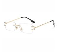 JUJNTNT Lunettes de soleil sans monture pour femme, style rétro, de luxe, dégradées, pour soirées en plein air, UV400 (doré-transparent)