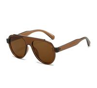 JUJNTNT Lunettes de soleil surdimensionnées pour hommes, style rétro dégradé UV400, tendance (thé marron)