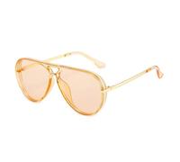 JUJNTNT Lunettes de soleil vintage à double pont pour femme, style rétro tendance, verres UV400 (marron clair)
