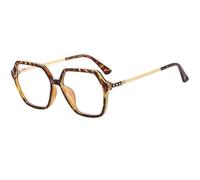 JUJNTNT Lunettes géométriques oversize rétro hexagonales, monture à verres transparents et branches fines en métal, pour femmes et hommes, C4, taille unique