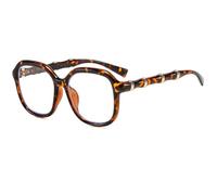 JUJNTNT Lunettes surdimensionnées unisexe rétro carrées, monture à verres transparents et branches en métal effet bambou, C4, taille unique