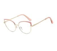 JUJNTNT Monture de lunettes œil-de-chat en métal, monture large, lunettes tendance et littéraires pour femmes (rose)