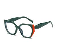 JUJNTNT Monture de lunettes œil de chat vintage polygonale pour femmes, monture optique transparente à double couleur pour hommes (vert)