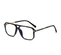 JUJNTNT Monture de lunettes rétro à double pont pour femme et homme, charnière à ressort transparente (noir brillant)