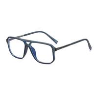 JUJNTNT Monture de lunettes rétro à double pont pour femme et homme, charnière à ressort transparente (bleu)