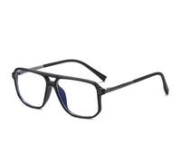 JUJNTNT Monture de lunettes rétro à double pont pour femme et homme, charnière à ressort transparente (noir mat)