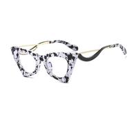 JUJNTNT Montures de lunettes œil de chat rétro pour femmes, verres transparents (C13 Fleur)
