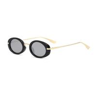 JUJNTNT Ovale Retro-Punk-Sonnenbrille für Damen und Herren, transparent, UV400 (schwarz-silberner Spiegel)