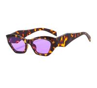 JUJNTNT Petites lunettes de soleil punk pour femmes et hommes, tendance, colorées, UV400 (C4Leoaprd-Purple)