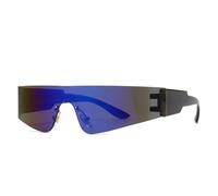 JUJNTNT Retro Einzigartige Einteilige Sonnenbrille für Frauen Männer Bunter Spiegel Uv400 Sport Fahren Punk(1)
