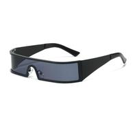 JUJNTNT Retro Metal One Piece Punk Sonnenbrille für Damen und Herren im Freien UV400 (Schwarzgrau)