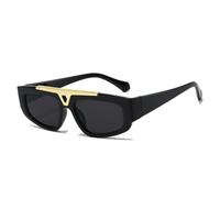 JUJNTNT Retro-Sonnenbrille aus Metall mit hohlem Katzenauge für Damen und Herren, Farbverlauf, UV400, trendig (schwarzgrau)