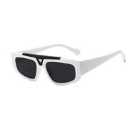 JUJNTNT Retro-Sonnenbrille aus Metall mit hohlem Katzenauge für Damen und Herren, Farbverlauf, UV400, trendig (weiß-grau)