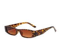 JUJNTNT Retro-Sonnenbrille im kleinen Rechteck-Design für Damen und Herren, Leopardenmuster, Farbverlauf, UV400, trendig (Leopardenmuster)