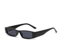 JUJNTNT Retro-Sonnenbrille im kleinen Rechteck-Design für Damen und Herren, Leopardenmuster, Farbverlauf, UV400, trendig (mattschwarz-grau)