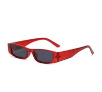 JUJNTNT Retro-Sonnenbrille im kleinen Rechteck-Design für Damen und Herren, Leopardenmuster, Farbverlauf, UV400, trendig (mattrot-grau)