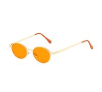 JUJNTNT Retro-Sonnenbrille, klein, oval, Metall, für Damen und Herren, UV400, Retro-Nieten, Punk (Golden Orange)