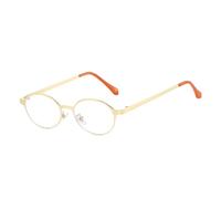 JUJNTNT Retro-Sonnenbrille, klein, oval, Metall, für Damen und Herren, UV400, Retro-Nieten, Punk (goldfarben, klar)
