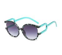 JUJNTNT Übergroße runde Sonnenbrille für Damen und Herren, Retro, Farbverlauf, UV400, bunt, Leopardenmuster (grünes Muster, grau)