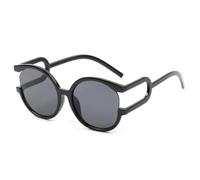JUJNTNT Übergroße runde Sonnenbrille für Damen und Herren, Retro, Farbverlauf, UV400, bunt, Leopardenmuster (schwarz-grau)