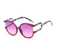 JUJNTNT Übergroße runde Sonnenbrille für Damen und Herren, Retro, Farbverlauf, UV400, bunt, Leopardenmuster (lila, lila, pink)