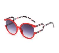 JUJNTNT Übergroße runde Sonnenbrille für Damen und Herren, Retro-Farbverlauf, UV400, bunter Leopardenmuster (rot-grauer Farbverlauf)