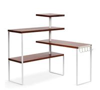 JUJOYBD Étagère d'angle pour plan de travail de cuisine - Étagère à épices à 4 niveaux avec crochets - Étagère d'angle debout pour cuisine, salle de bain et bureau