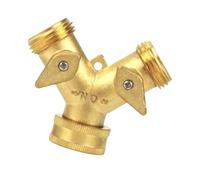 JUJUFREE Adaptateur de tuyau d'arrosage en laiton 2 voies avec double vannes d'arrêt et 2 valves - Installation simple