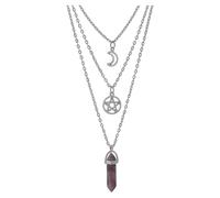 JUJUFREE Collier gothique à superposer avec pendentif en cristal noir soleil lune, bijou de sorcière pour femme, longueur réglable