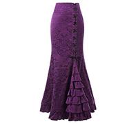 Jukebox Punk Jupe sirène vintage long hochet coupe ajustée pour femme, lilas, 3XL