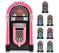 Jukebox Rétro à Poser sur Le Sol MonsterShop Lecteur CD, MP3, Bluetooth, Radio, AUX, Eclairage