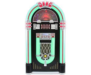 Jukebox Rétro à Poser sur Le Sol MonsterShop Lecteur CD, MP3, Bluetooth, Radio, AUX, Eclairage
