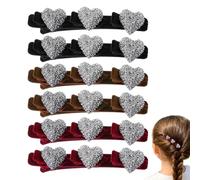 Jukeoiu Barrettes Miniatures - Accessoire Coiffure Cœur Flocké | 6 Barrettes à Tresser Étincelantes pour Fille - Pour Usage Quotidien Anniversaire