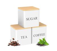 Jukeoiu Boîte à Café Hermétique | 3 Contenants à Thé de 500 ml | Pots à sucre avec couvercles - Pour pâtissiers amateurs, cuisine quotidienne, plan de travail, étagères de garde-manger, camping-car,