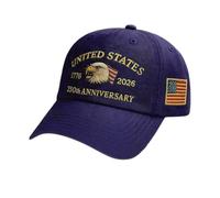 Jukeoiu Casquette 250e Anniversaire - Réglable - Chapeau commémoratif du 250e américain - Vêtements Fantaisie pour l'été - Travail en Plein air - Bleu Marine - Voyage, randonnée, Bateau, pêche