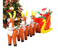 Jukeoiu Chariot Gonflable De Noël Renne D'Extérieur | 3.7 m Géant Décoration d'Intérieur avec Lumières LED - Renne Gonflable Tirant Le Père Noël,Pour Nouvel An Fête Bureaux École Appartement Jardin Et