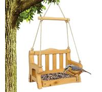 Jukeoiu Mangeoires pour Oiseaux d'extérieur - Balançoire Alimentation Bois Réglable | Mangeoire pour Balcon et décoration de Jardin,Enrichissement pour perruches, inséparables et perroquets, avec