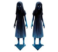 Jukeoiu Panneaux de Jardin Jumeaux Hantés pour Halloween, Signes de Pelouse Jumeaux Effrayants en Métal 2 Pièces, Décor Horreur pour Insertion Sol pour Porche Pelouse et Patio