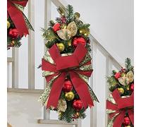 JUKIDS Prelit Guirlande de Noël en forme de larme, 41, 9 cm, décorations d'escalier en pin, couronnes pour porte d'entrée, intérieur ou extérieur, décoration Noël, C