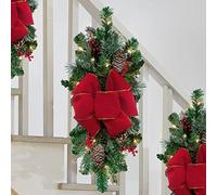 JUKIDS Prelit Guirlande de Noël en forme de larme, 41,9 cm, décorations d'escalier en pin, pour porte d'entrée, intérieur ou extérieur, décoration de Noël, B
