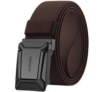 JUKMO Ceinture tactique extensible pour hommes, travail militaire, randonnée - 3,8 cm - En nylon élastique - Avec cliquet à dégagement rapide - Dans une boîte cadeau, café, M-für Taille 91cm-105cm