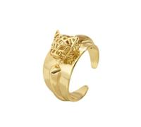 Jukoclut Bague délicate en forme de léopard 3D pour femme - Bague minimaliste, Acier inoxydable, Aucune pierre précieuse