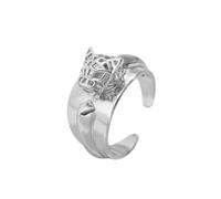 Jukoclut Bague délicate en forme de léopard 3D pour femme - Bague minimaliste, Acier inoxydable, Aucune pierre précieuse