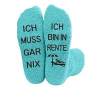 JUKOTA 1 paire Cadeau de retraite pour femme, cadeau amusant pour femme avec inscription « Ich bin in Rente ich muss GAR NIX » - Cadeau départ à la retraite - Cadeau de Pâques pour femme(Vert)