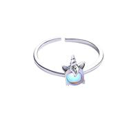 JUKOTA 1 pièce Bijoux en Argent Sterling Aurora Dream Clair de Lune Sept Couleurs Arc-En-Licorne Ouverture Anneau Réglable Fille Coeurplatine, Ouverture réglable
