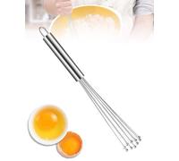 JUKOTA 1 Pièce Mini Fouets Cuisine,Argent Batteur Main à Boule en Inox Avec 10 Fils pour Mélanger Battre Pâte à Fouetter œuf Mousse Lait Durable 1,8 x 25 cm (10 Pouces)
